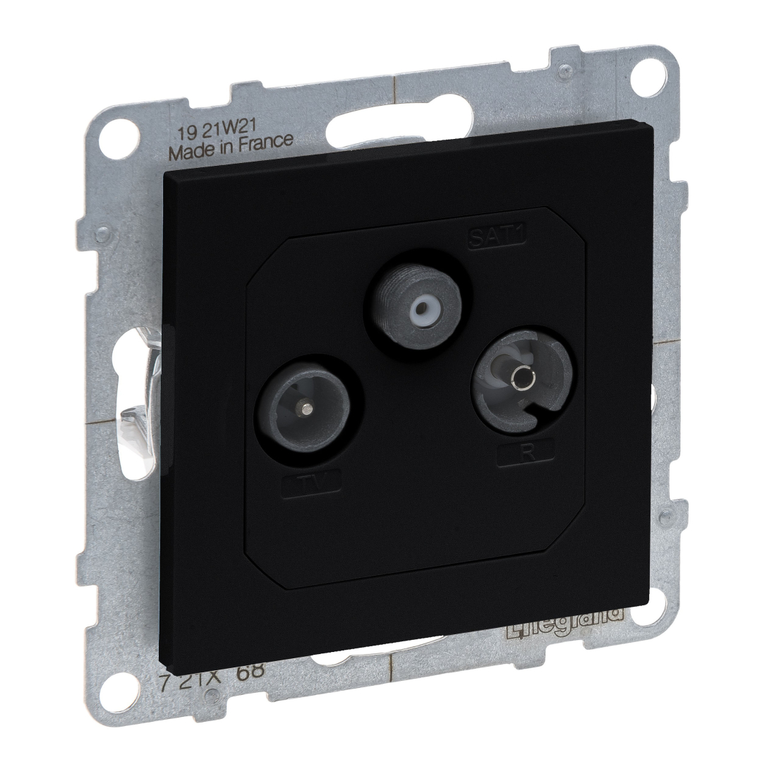 Розетка TV-R-SAT прохідна 14dB Legrand SUNO 721468 чорний купити
