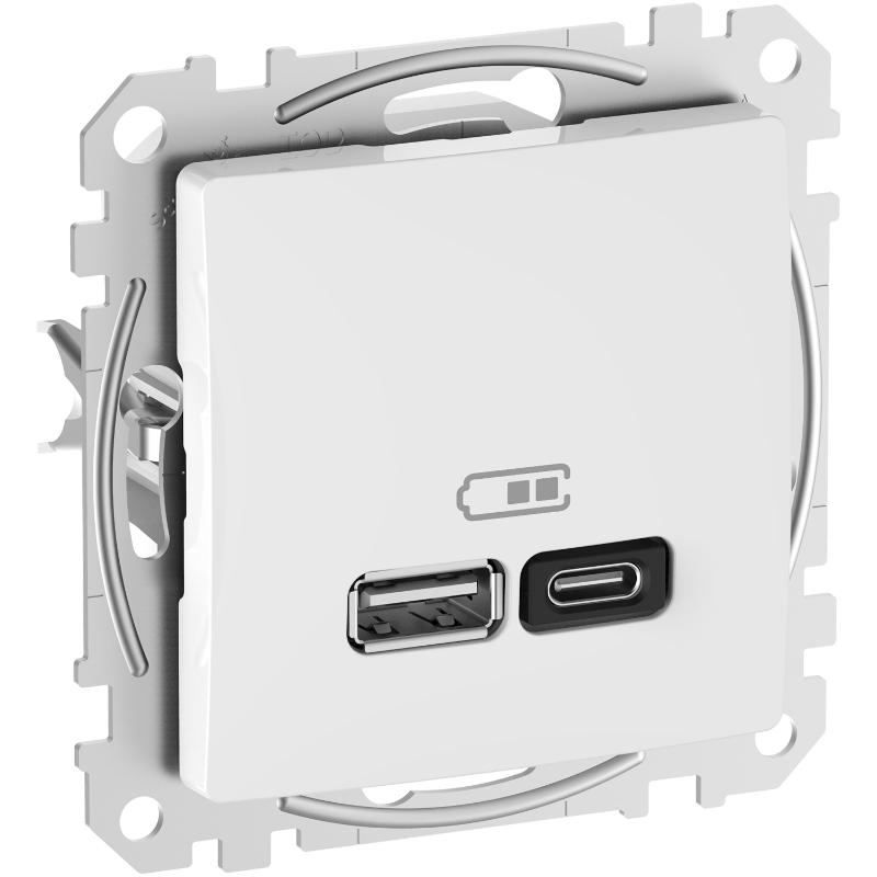 Розетка USB тип A+C (45 Вт) Schneider Sedna Design SDD111404 Білий купити