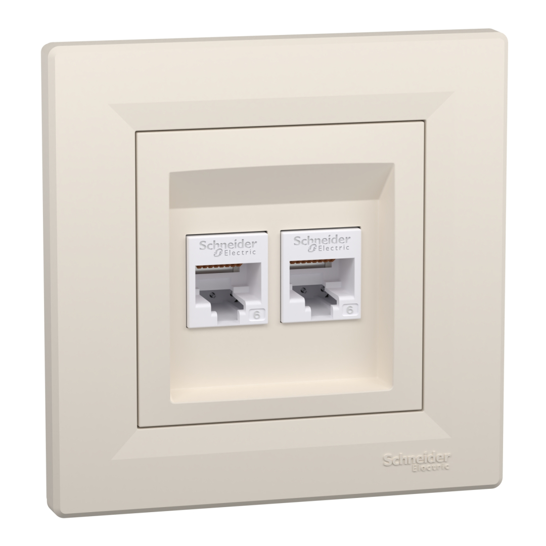 Розетка, rj45, кат.6, utp, подвійна, кремовий (EPH4800123) купити