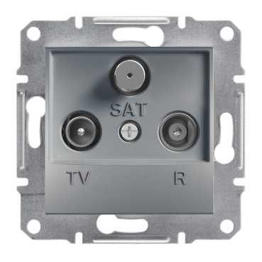 Розетка TV/R/SAT (телевизионная + радио + спутниковая) проходная (4dB), сталь (EPH3500262) купить