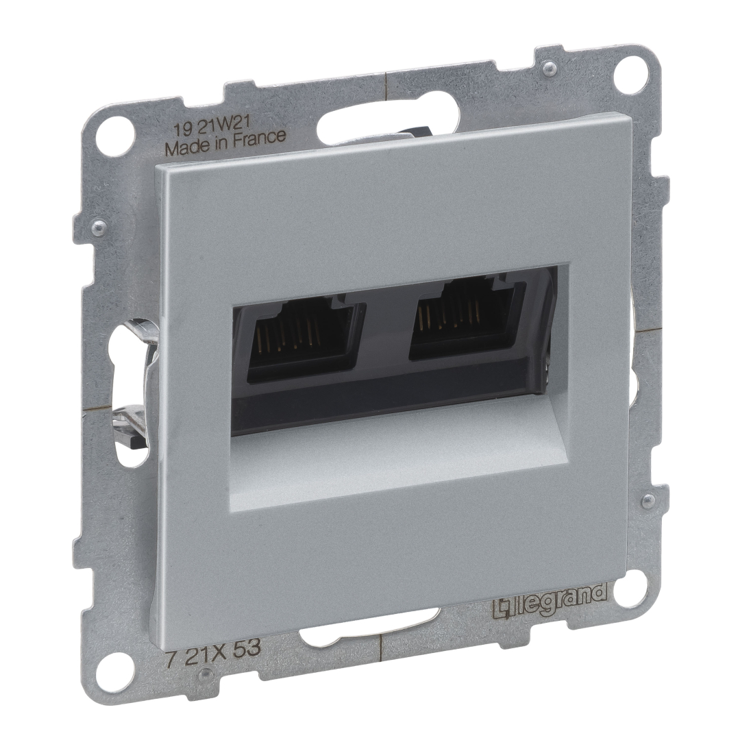 Розетка комп'ютерна 2-а RJ45 CAT6/UTP Legrand SUNO 721353 алюміній купити