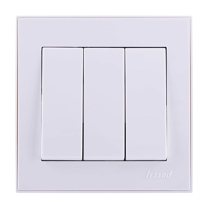 Выключатель трехклавишный, белый Lezard RAIN (703-0288-109) купити