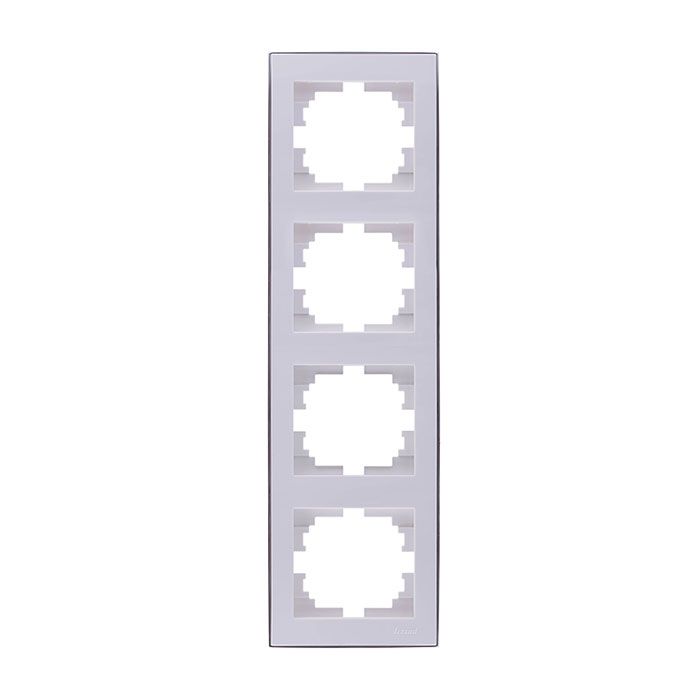 Рамка 4-а вертикальная с боковой вставкой, белый-хром Lezard RAIN купити