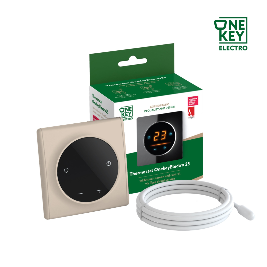 Терморегулятор ONEKEYELECTRO 25 з WiFi, рамка бежева, пластик (F250102) купити