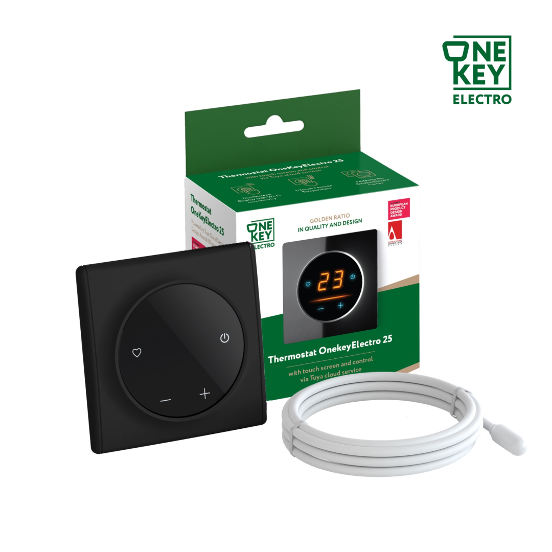 Терморегулятор ONEKEYELECTRO 25 з WiFi, рамка чорна, пластик (F250104) купити