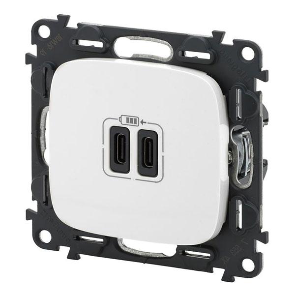 Зарядное устройство с двумя USB-разъемами тип C 240В/5В 3000мА. Valena ALLURE, белый (755345) купити