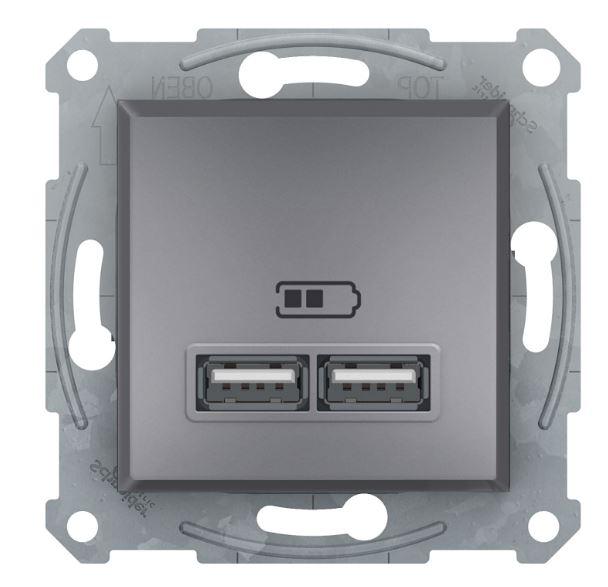 Розетка USB 2,1A Asfora Schneider Electric, 10A, сталь EPH2700262 купить