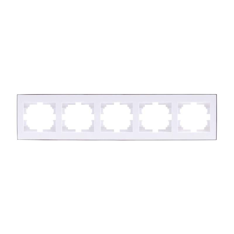 Рамка 5-а горизонтальная белая с боковой вставкой, хром LEZARD RAIN (703-0225-150) купити