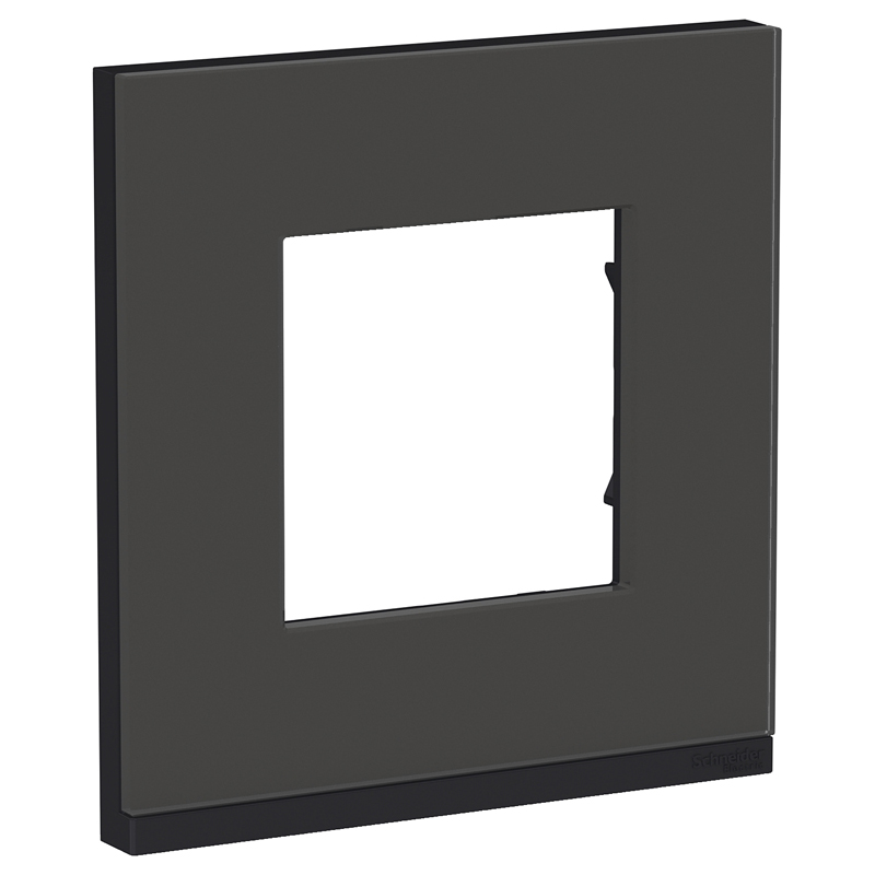 Рамка 1-постовая UNICA PURE NU600286, горизонтальная, черное стекло/антрацит купити