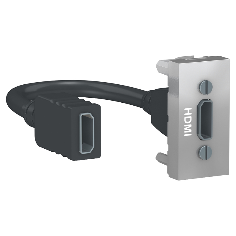 Розетка HDMI, 1-мод., Unica New NU343030 алюминий купить