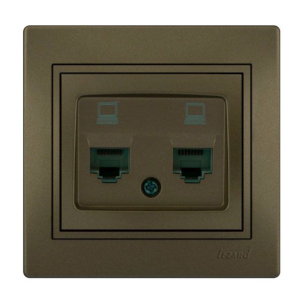 Розетка компьютерная двойная Lezard Mira, светло-коричневый перламутр  (701-3131-141) купити