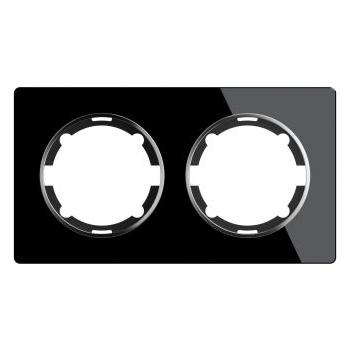 Рамка стеклянная 2-постовая OneKeyElectro, серия Garda, чёрный (2E52201303) купити