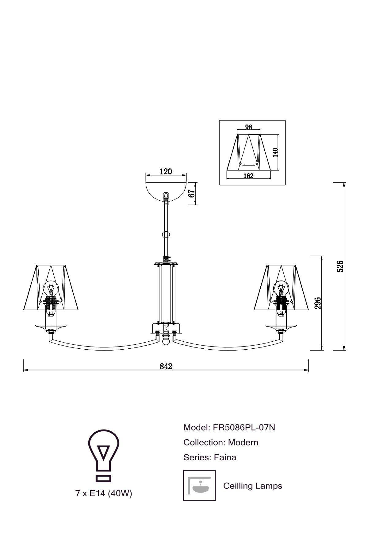 Люстра Modern Faina FR5086PL-07N (29014) купити