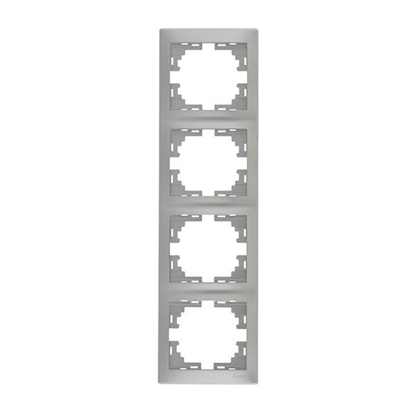 Рамка 4-постовая вертикальная б/вст Lezard Mira, серый металлик  (701-1010-154) купити
