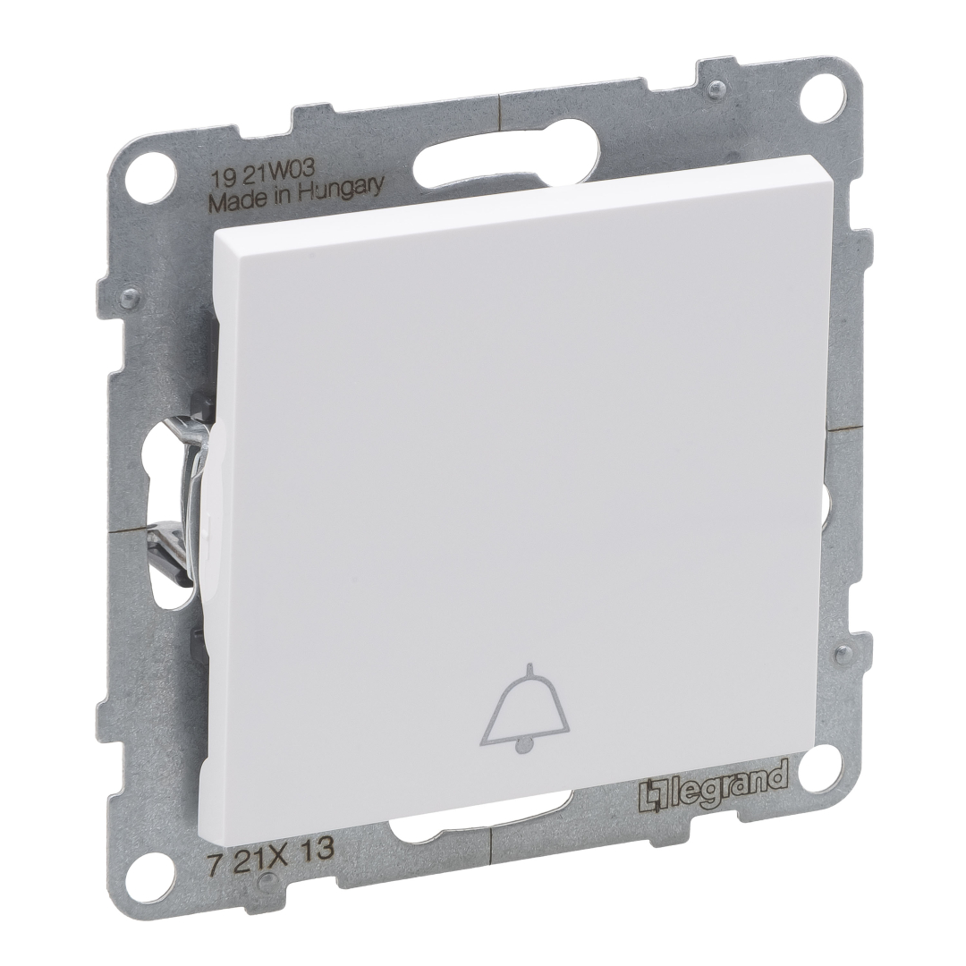 Кнопка 1-кл з символом Дзвінок (пруж.клеми) 6A/250V Legrand SUNO 721113 білий купити