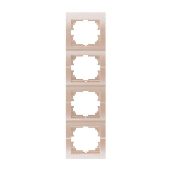 Рамка 4-постовая вертикальная б/вст Lezard Deriy, жемчужно-белый перламутр (702-3030-154) купити