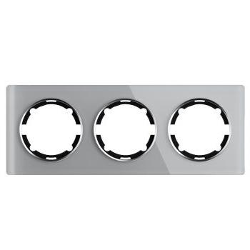 Рамка стеклянная 3-постовая OneKeyElectro, серия Garda, серый (2E52301301) купити