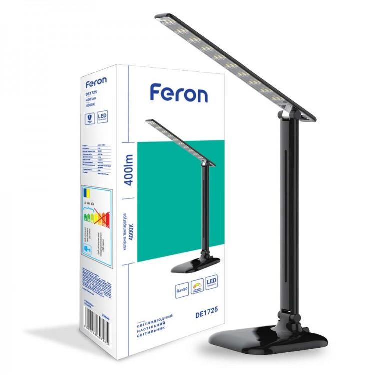 Настільна лампа Feron DE1725 9W 4000K Black (2000242267962) купити