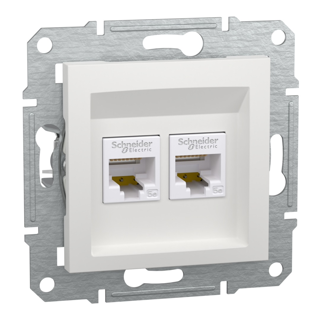 Розетка комп'ютерна 2-а RJ45 кат.5Е Asfora Schneider Electric EPH4470121 біла без рамки купити
