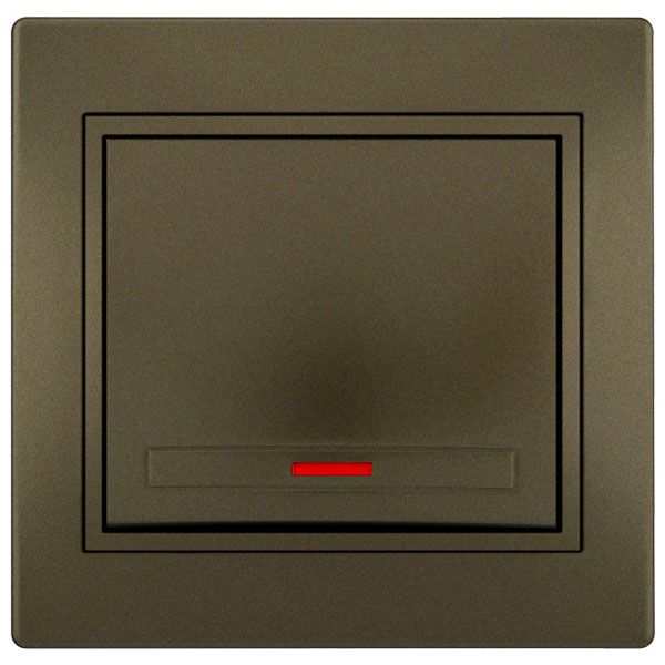 Выключатель одноклавишный с подсветкой Lezard Mira, светло-коричневый перламутр  (701-3131-111) купити