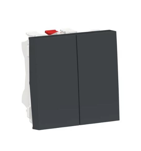 Выключатель 2-клавишный, сх. 5, Unica New NU321154 антрацит купити