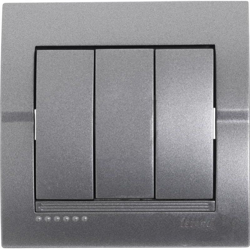 Выключатель трехклавишный Lezard Deriy, графит (702-2929-109) купити