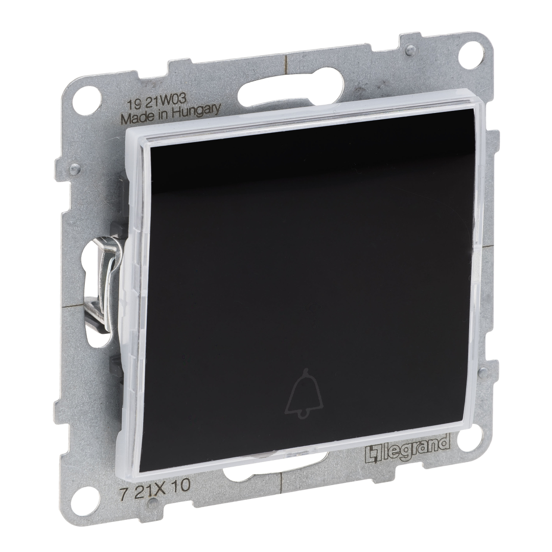 Кнопка 1-кл з тримачем етикети 6A/250V Legrand SUNO 721410 чорний купити
