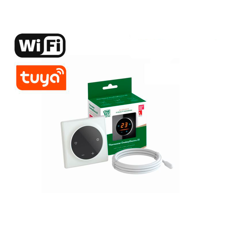 Терморегулятор ONEKEYELECTRO 25 з WiFi, рамка біла, пластик (F250101) купити