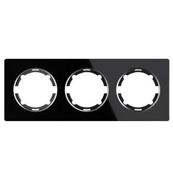 Рамка стеклянная 3-постовая OneKeyElectro, серия Garda, чёрный (2E52301303) купити