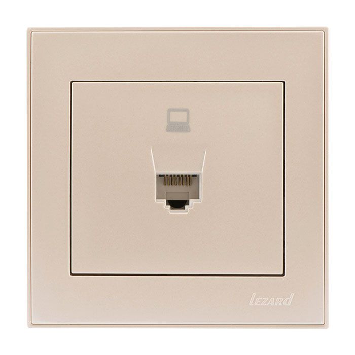 Розетка компьютерная, жемчужно-белый перламутр Lezard RAIN (703-3088-139) купити