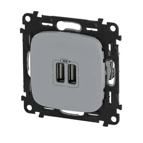 Зарядное устройство с двумя USB-разъемами тип C 240В/5В 3000мА. Valena ALLURE, алюминий (755347) купити