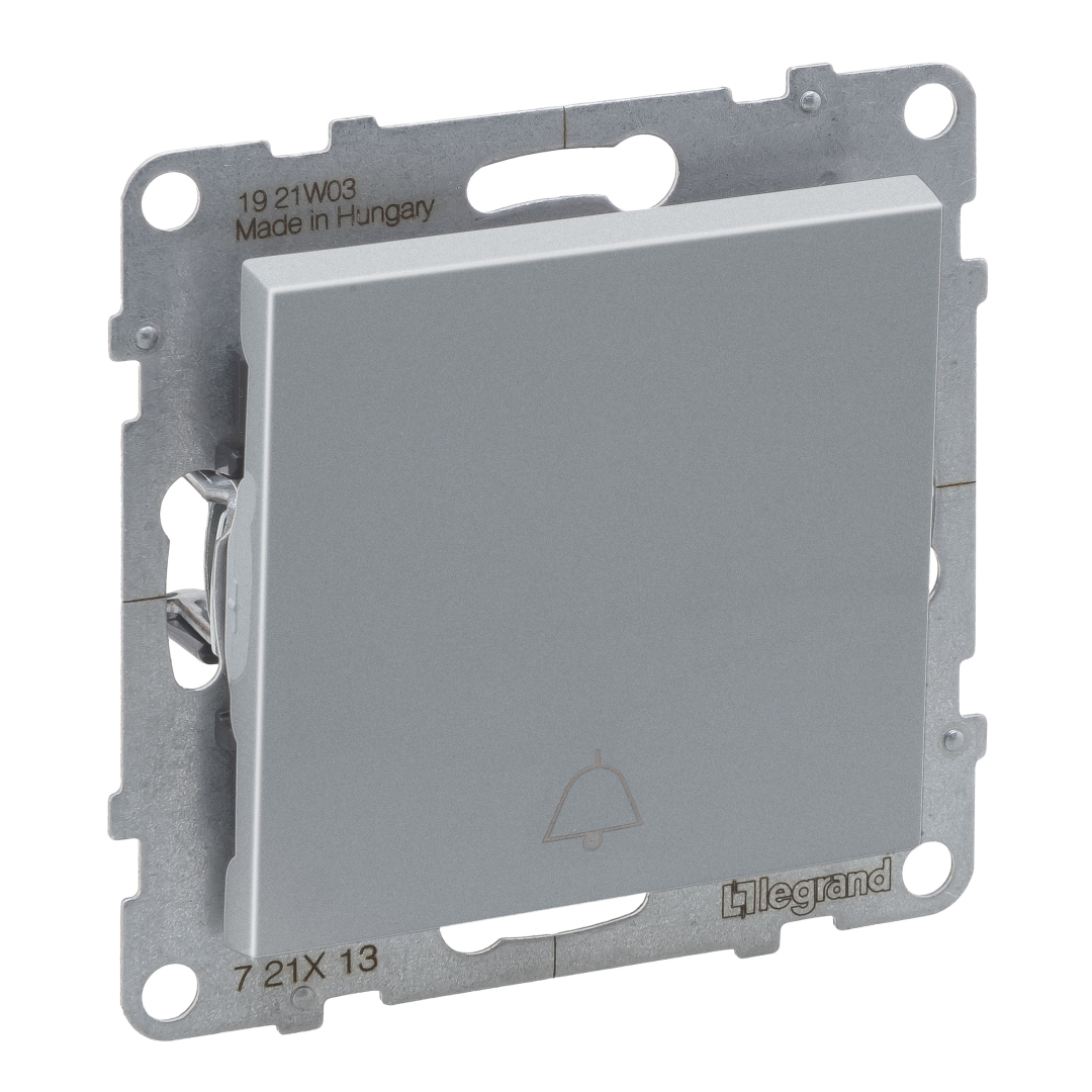 Кнопка 1-кл з символом \Дзвінок\" (пруж.клеми) 6A/250V Legrand SUNO 721313 алюміній" купити