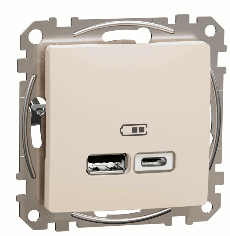 Розетка USB тип A+C 24A Schneider Sedna Design SDD112402 Бєжевий купити